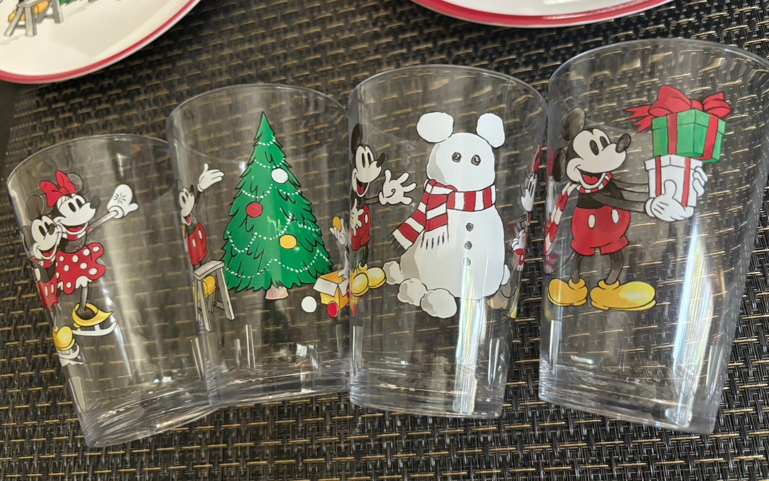 Disney Pottery Barn Mickey Mouse holiday Christmas Peanut gift kid Cup SET 4 '