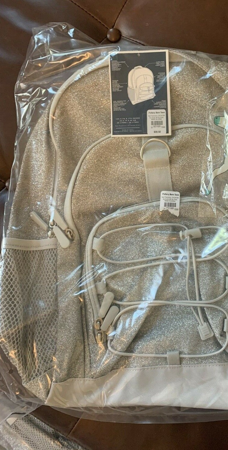 School Pottery barn Glitter BACKPACK LARGE princess rainbow Disney+Bag ?? 1