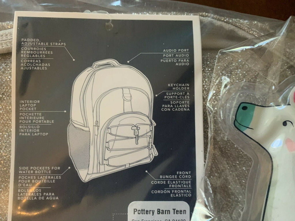 School Pottery barn Glitter BACKPACK LARGE princess rainbow Disney+Bag ?? 1