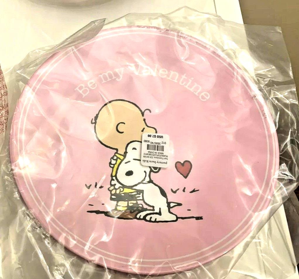 Snoopy Disney Pottery Barn Valentine PLATE Holiday heart gift peanuts kids ?? \