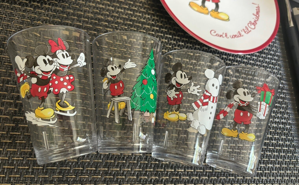 Disney Pottery Barn Mickey Mouse holiday Christmas Peanut gift kid Cup SET 4 '