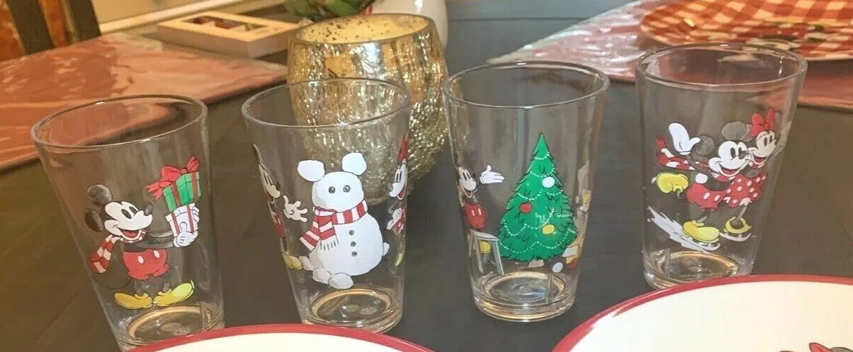 Disney Pottery Barn Mickey Mouse holiday Christmas Peanut gift kid Cup SET 4 '