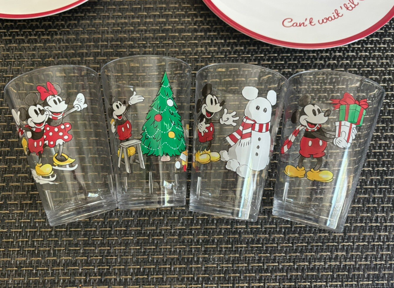 Disney Pottery Barn Mickey Mouse holiday Christmas Peanut gift kid Cup SET 4 '