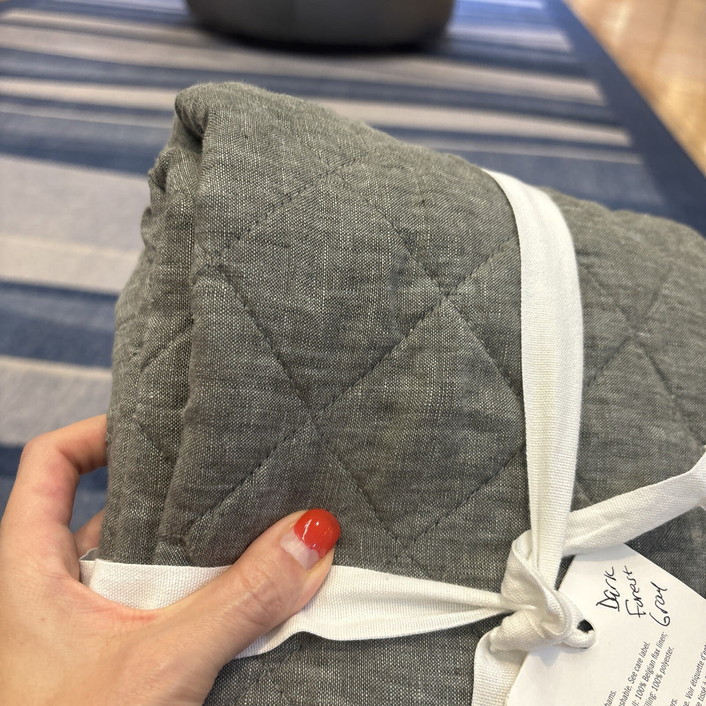 Pottery Barn Belgian FLAX Linen Pillow Sham Diamond Gray Disney SET 2 holiday -