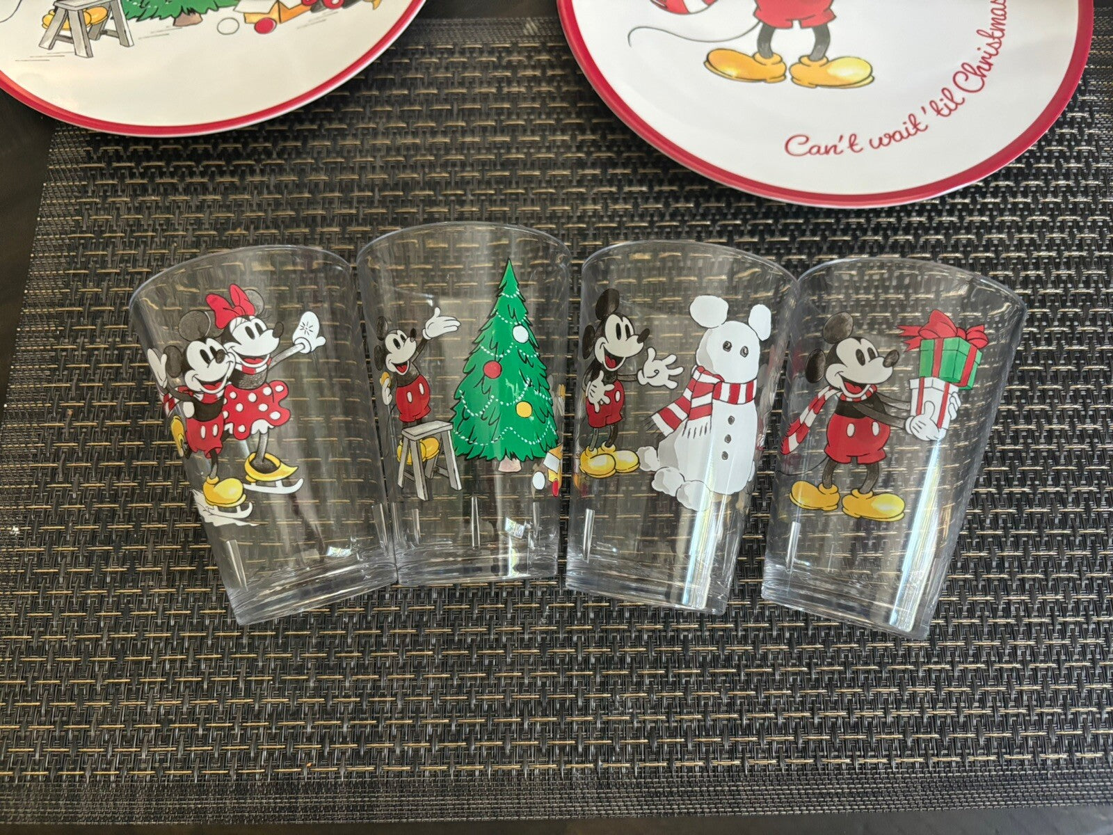 Disney Pottery Barn Mickey Mouse holiday Christmas Peanut gift kid Cup SET 4 '