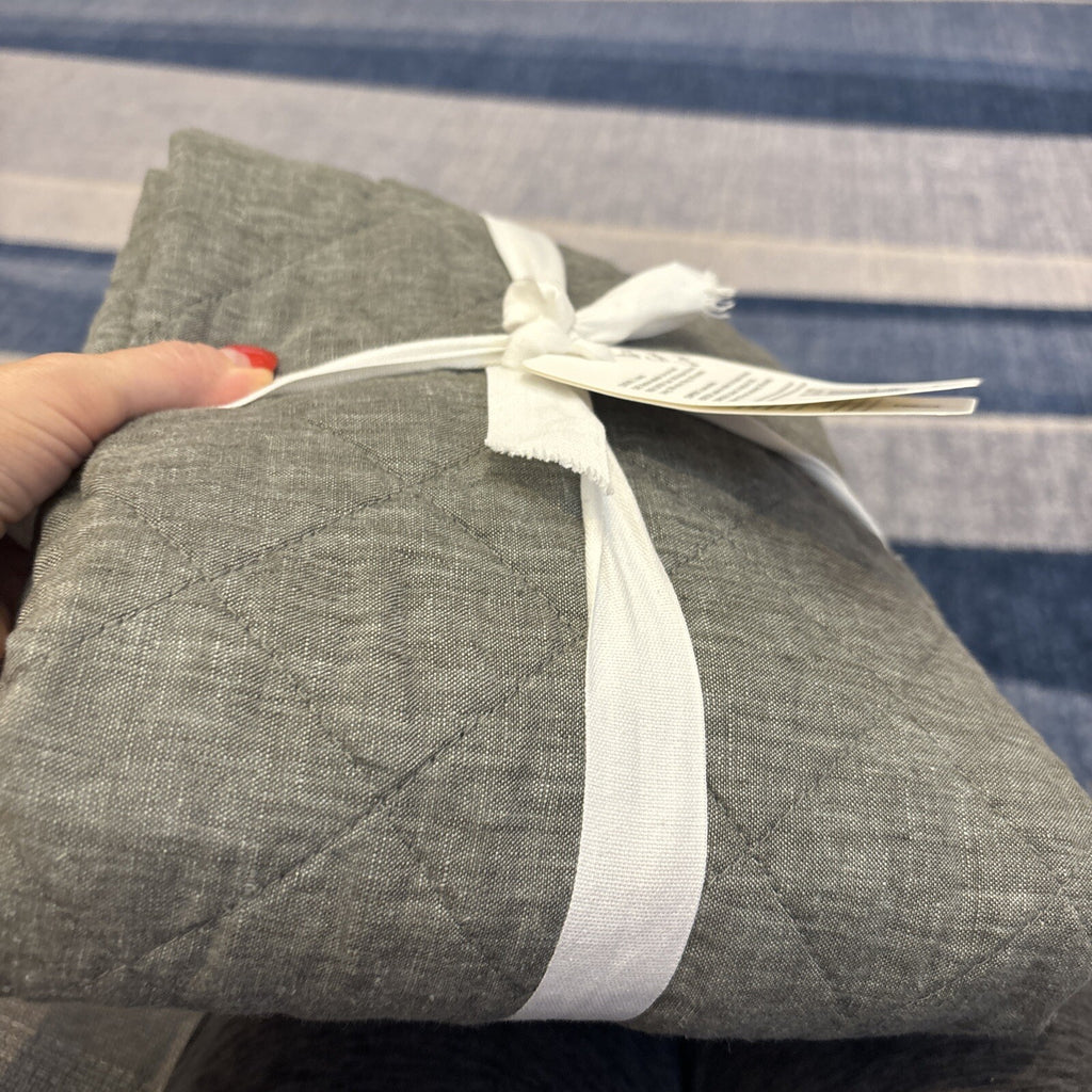 Pottery Barn Belgian FLAX Linen Pillow Sham Diamond Gray Disney SET 2 holiday -