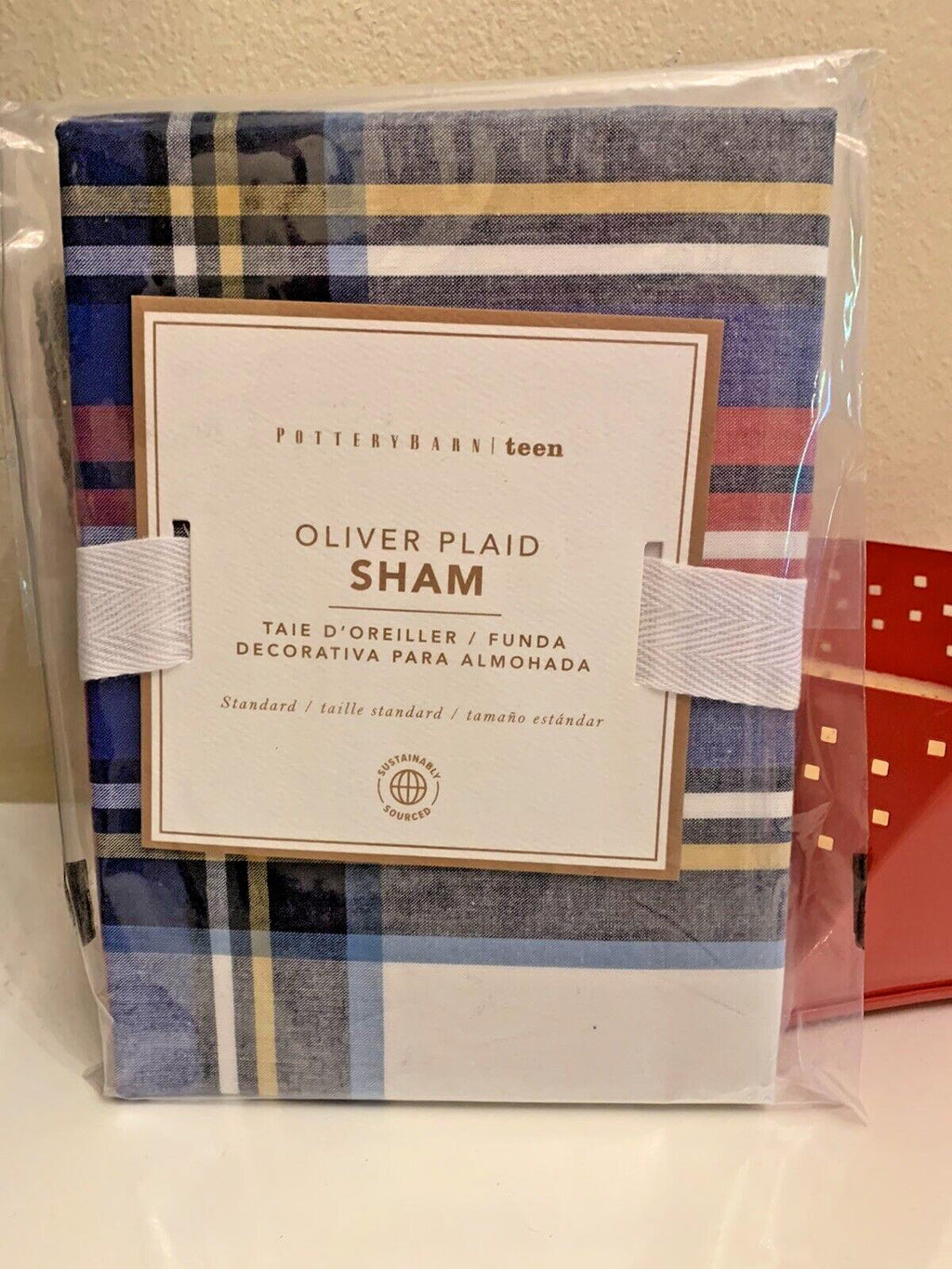 Pottery Barn Plaid Pillow Sham holiday Christmas sport party school Disney kid [