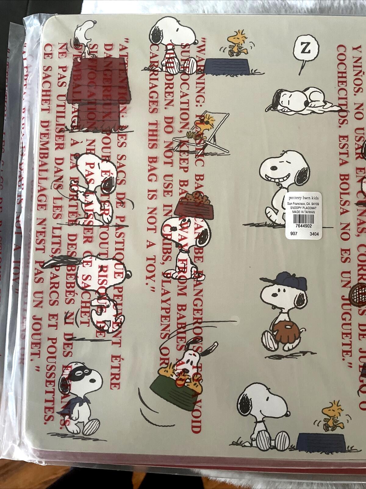 Snoopy Disney Pottery Barn placemat holiday sport soccer baseball school kid .