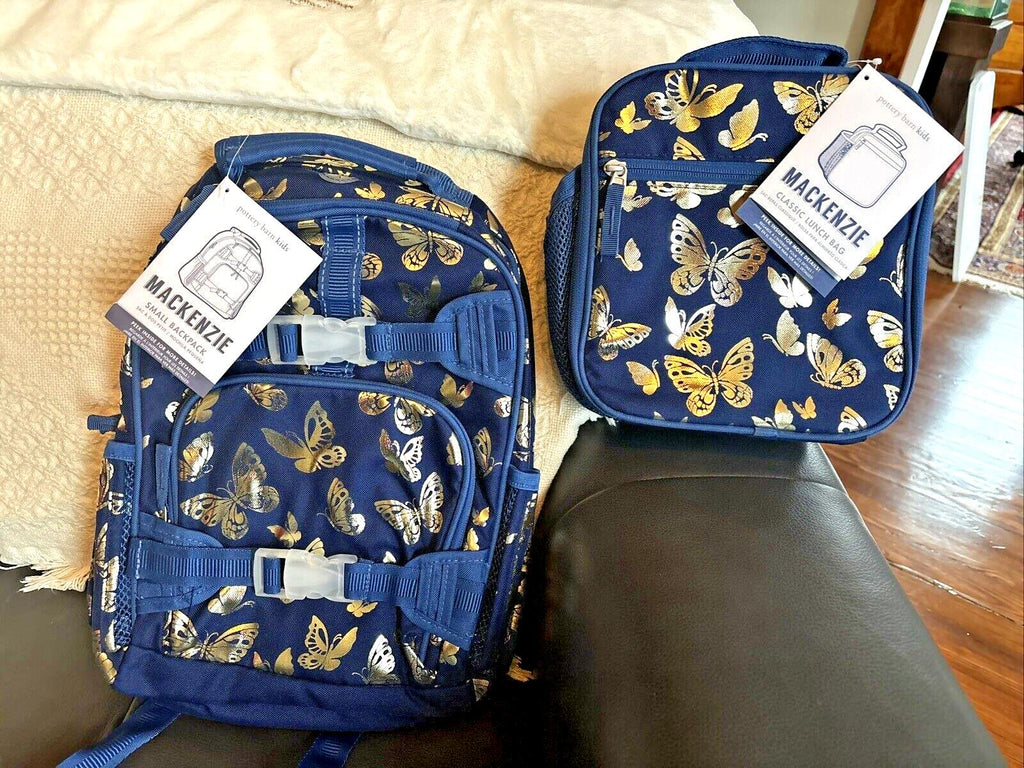 Pottery Barn School Disney glitter BACKPACK +LUNCH bag +Water Travel girl gold .