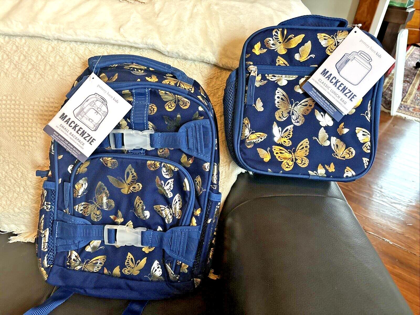 Pottery Barn School Disney glitter BACKPACK +LUNCH bag +Water Travel girl gold .