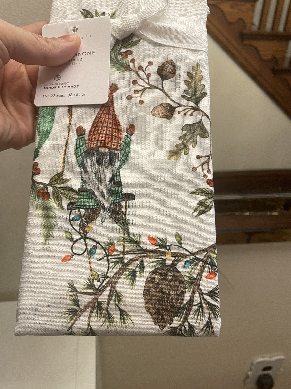 pottery barn Disney towel Holiday Winter Christmas Gnome Elf gift party guest -
