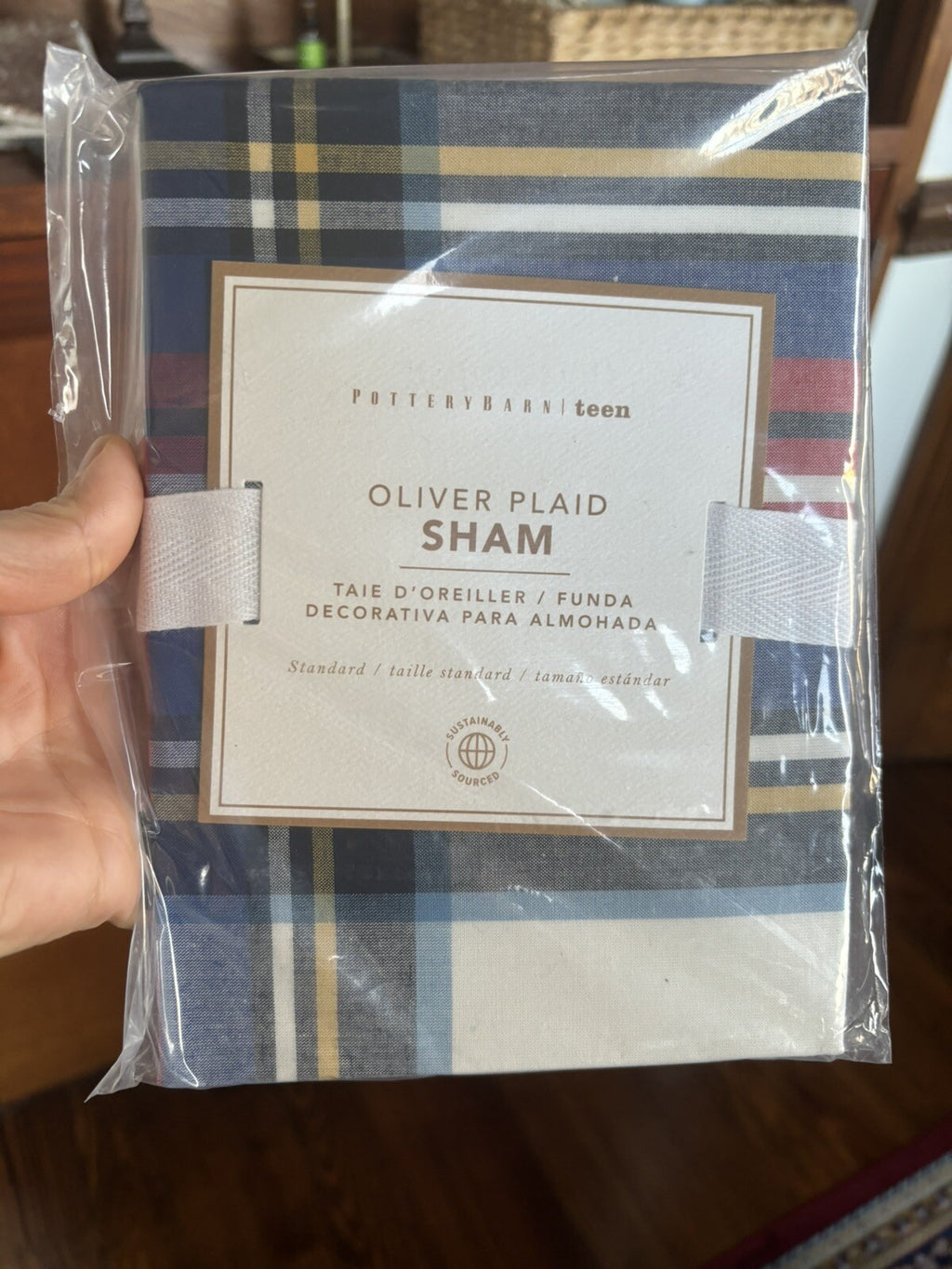 Pottery Barn Plaid Pillow Sham holiday Christmas sport party school Disney kid [