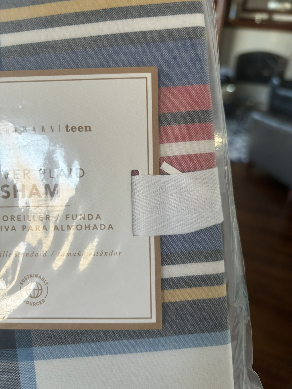 Pottery Barn Plaid Pillow Sham holiday Christmas sport party school Disney kid [