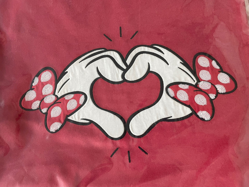 Pottery Barn Holiday Mickey Mouse Velvet gift party Valentine Disney girl sham -
