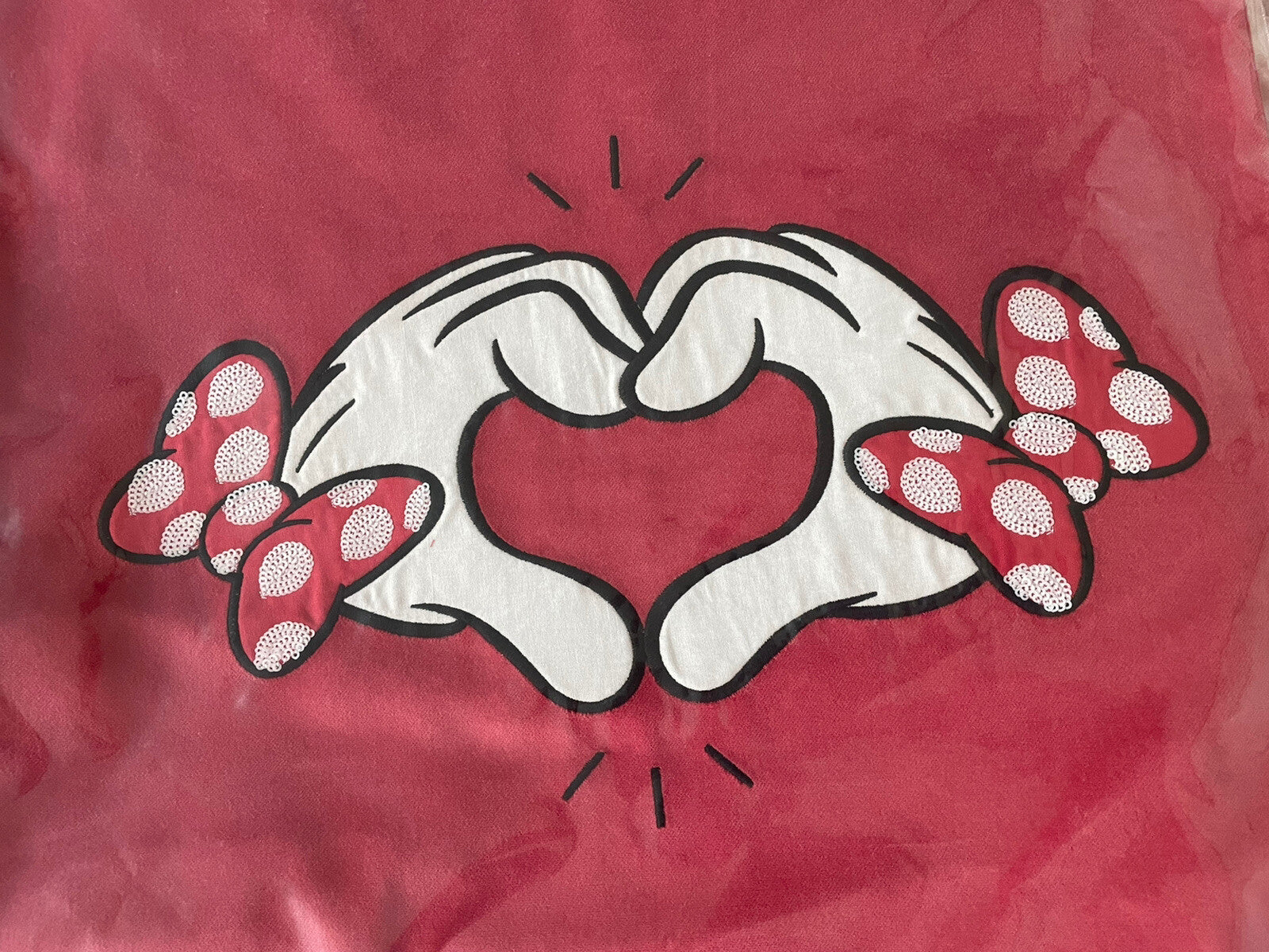Pottery Barn Holiday Mickey Mouse Velvet gift party Valentine Disney girl sham -