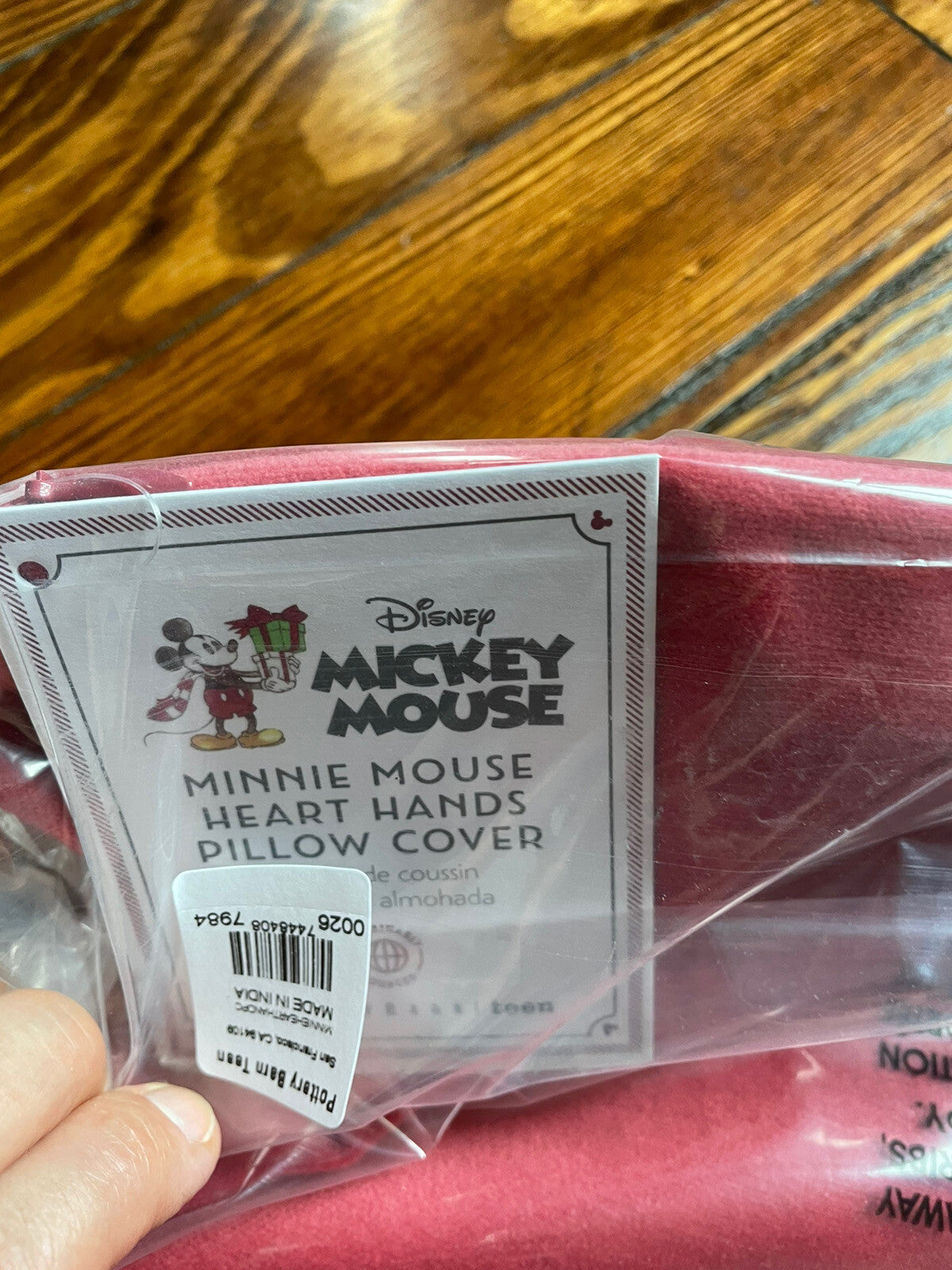 Pottery Barn Holiday Mickey Mouse Velvet gift party Valentine Disney girl sham -