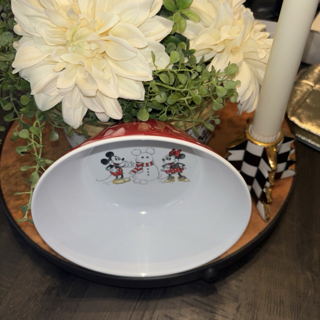 Pottery Barn Holiday Disney Mickey Mouse Bowl School Christmas gift snowman ]