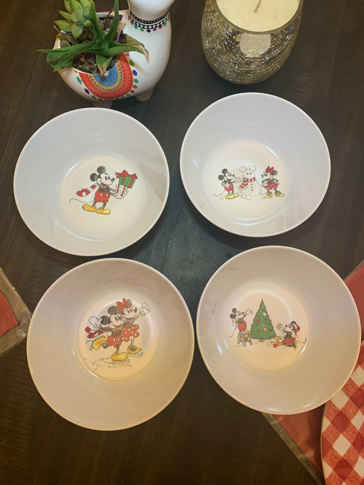 Pottery Barn Holiday Disney Mickey Mouse Bowl School Christmas gift snowman ]