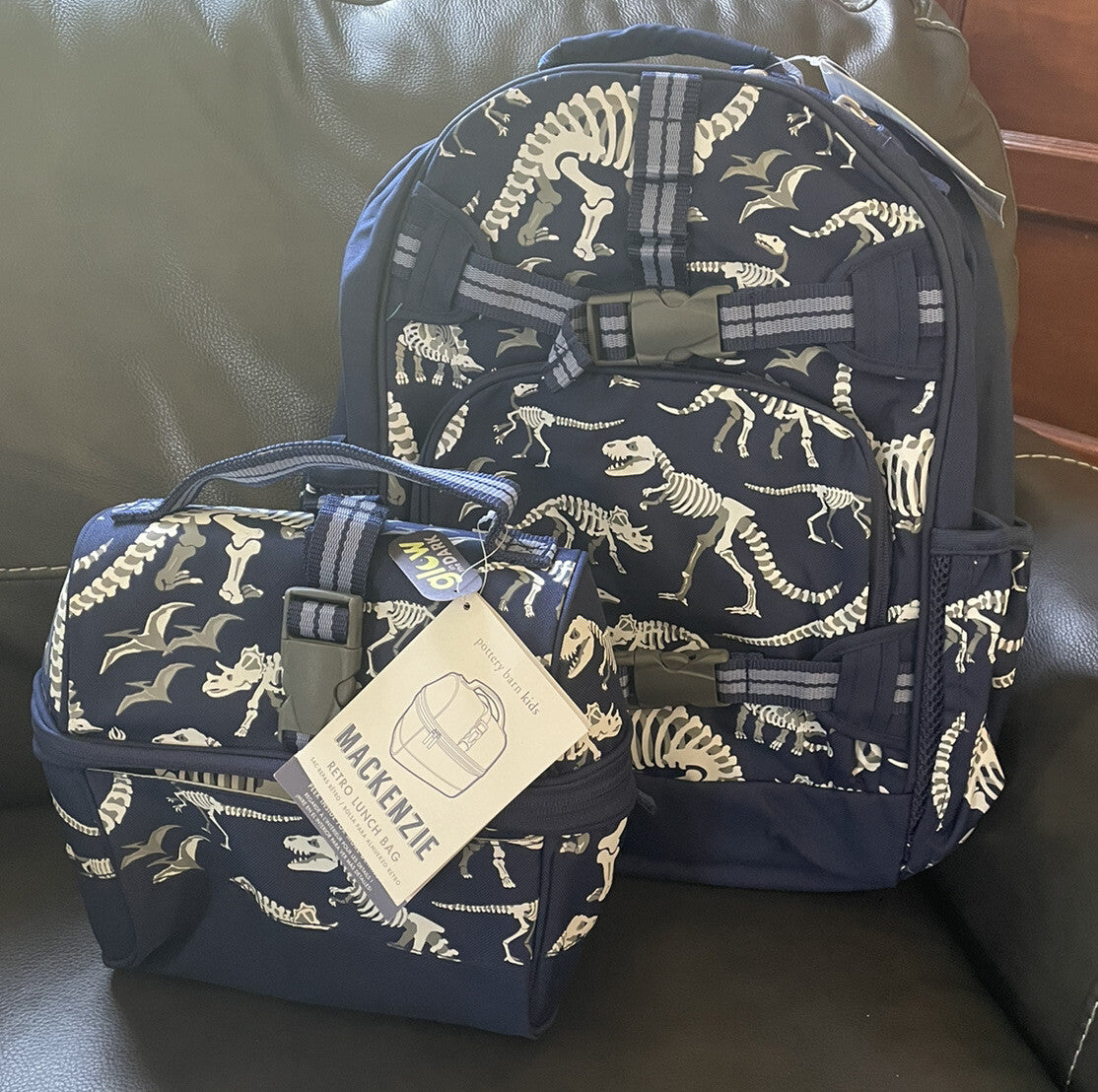 Disney School boy Pottery barn Dinosaur BACKPACK travel + Lunch Box Jurassic .