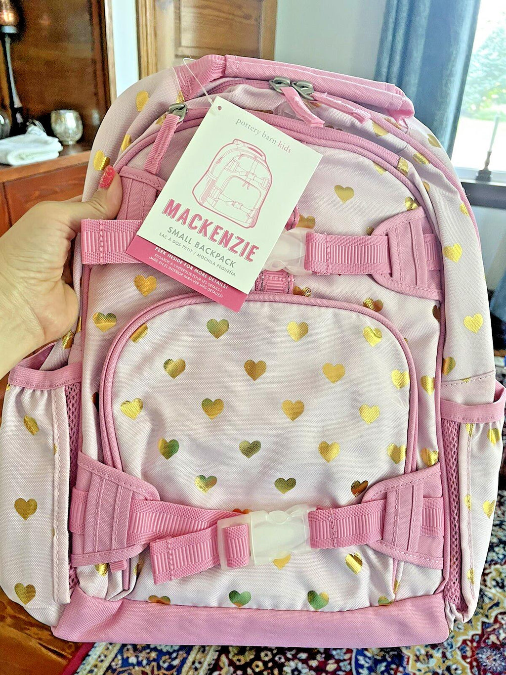 School Pottery barn Barbie BACKPACK bag girl princess pink travel heart gold .