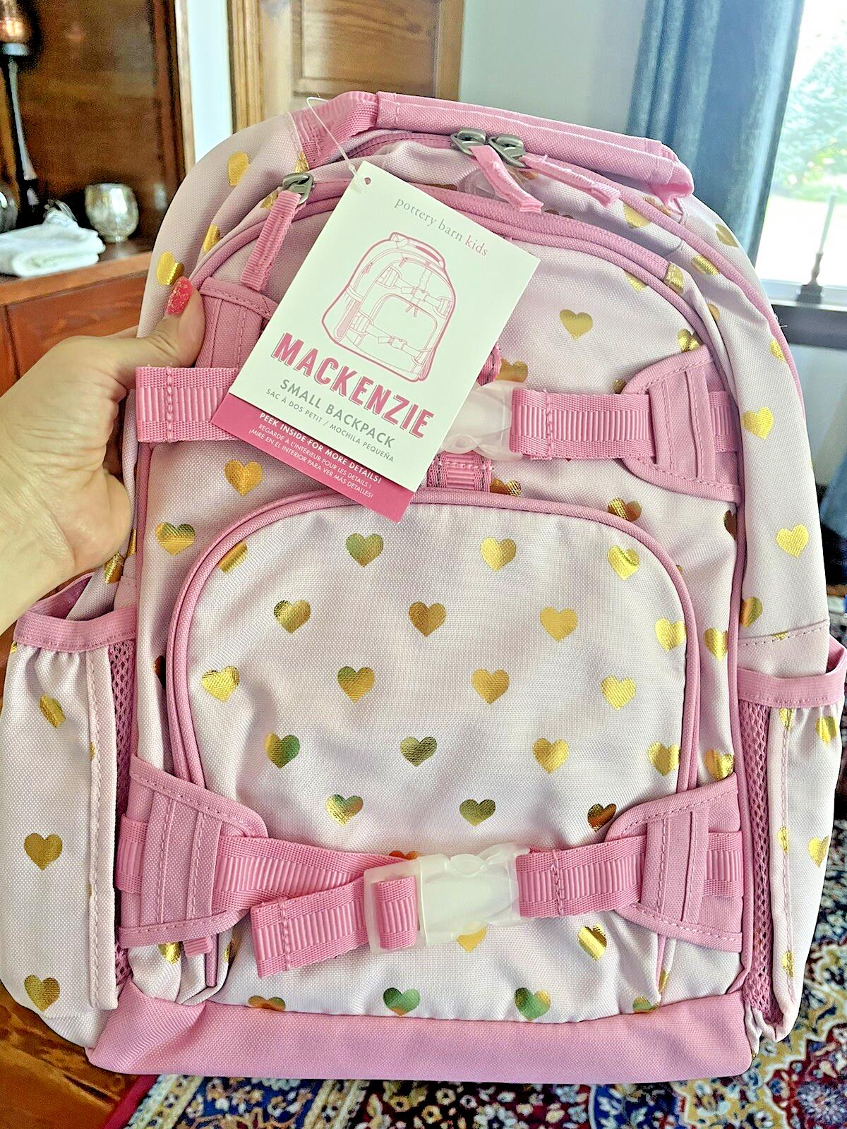 School Pottery barn Barbie BACKPACK bag girl princess pink travel heart gold .