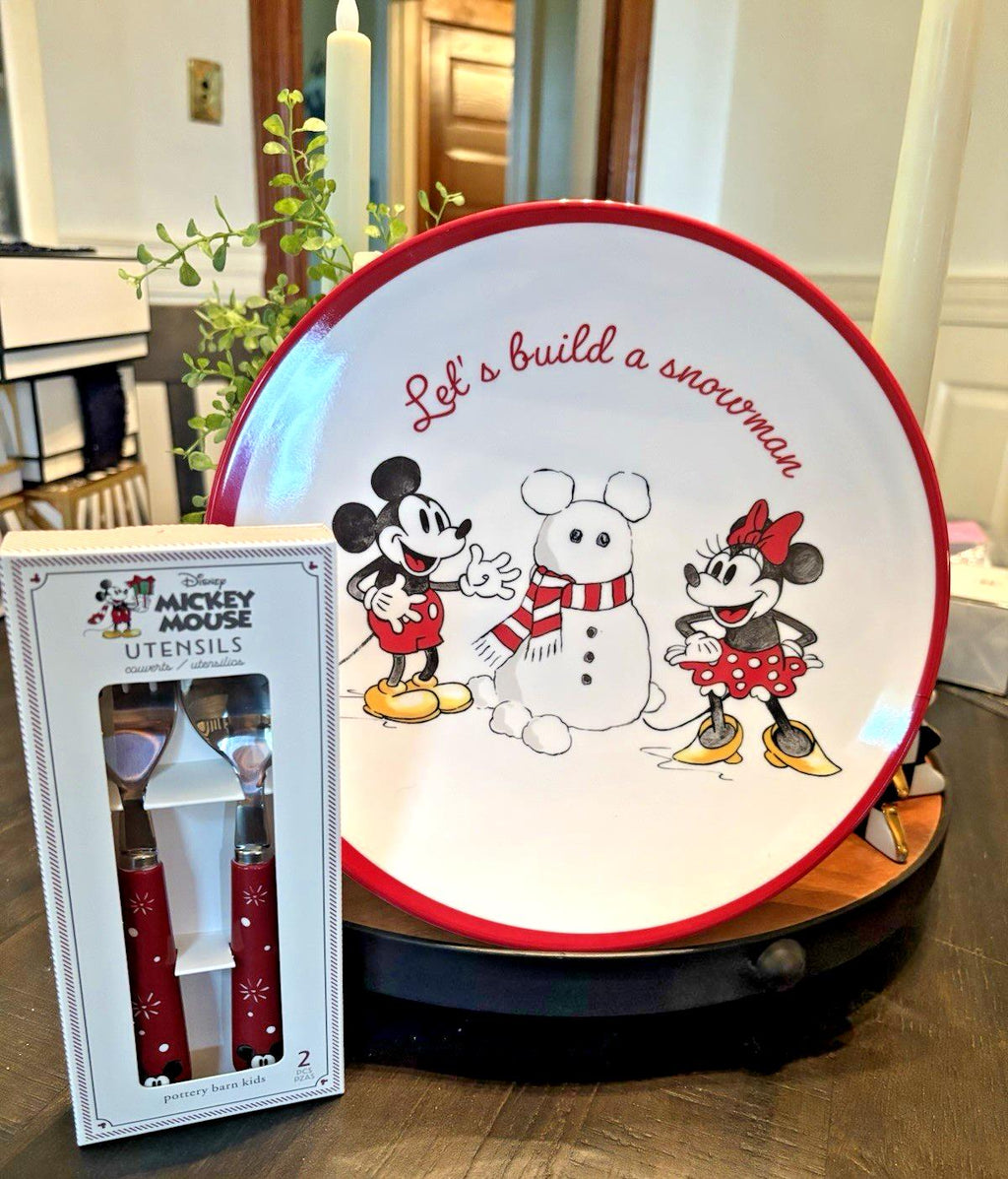 Pottery Barn Disney Mickey Mouse Dinner Set Plate School Christmas holiday party