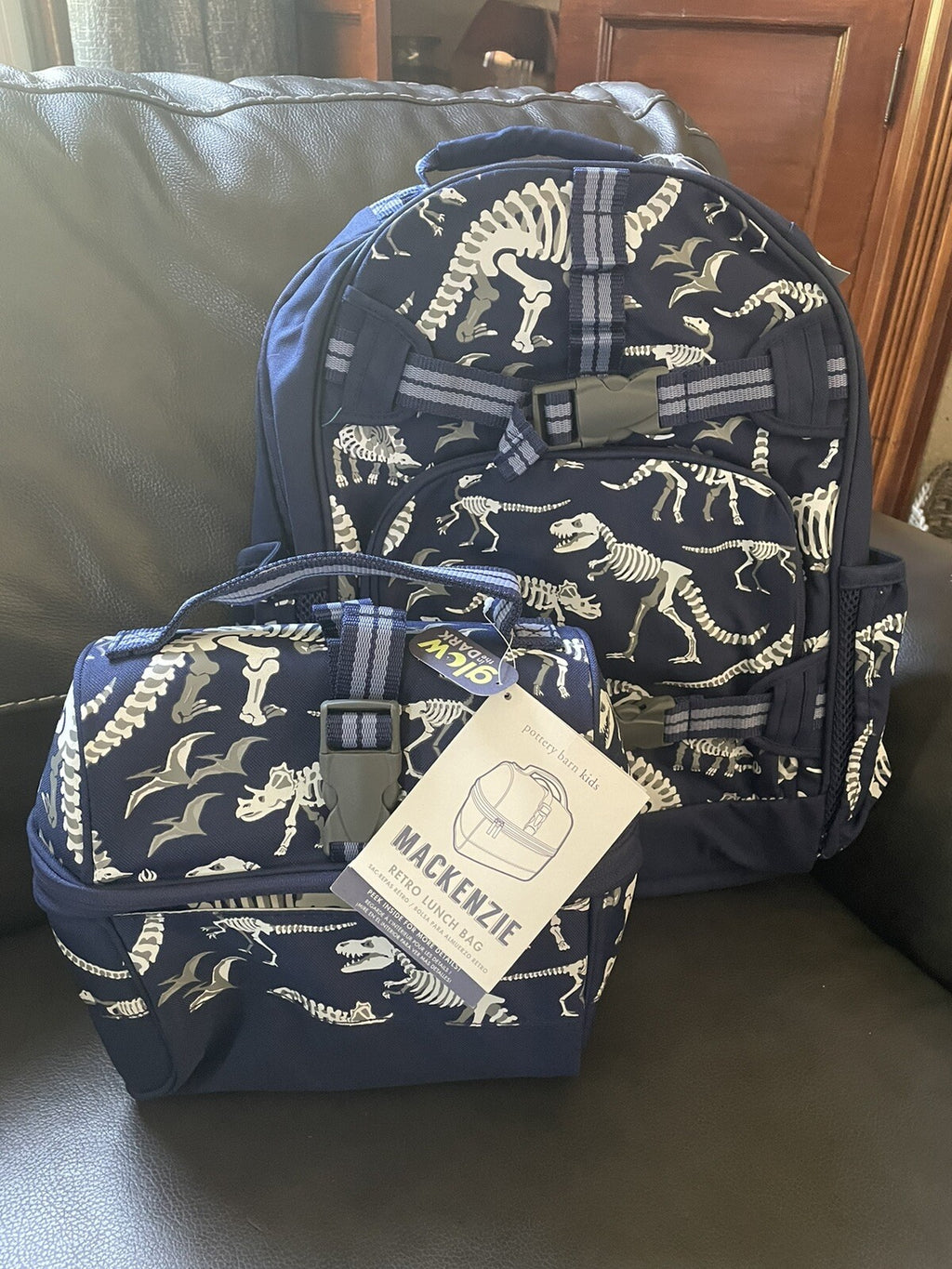 Disney School boy Pottery barn Dinosaur BACKPACK travel + Lunch Box Jurassic .