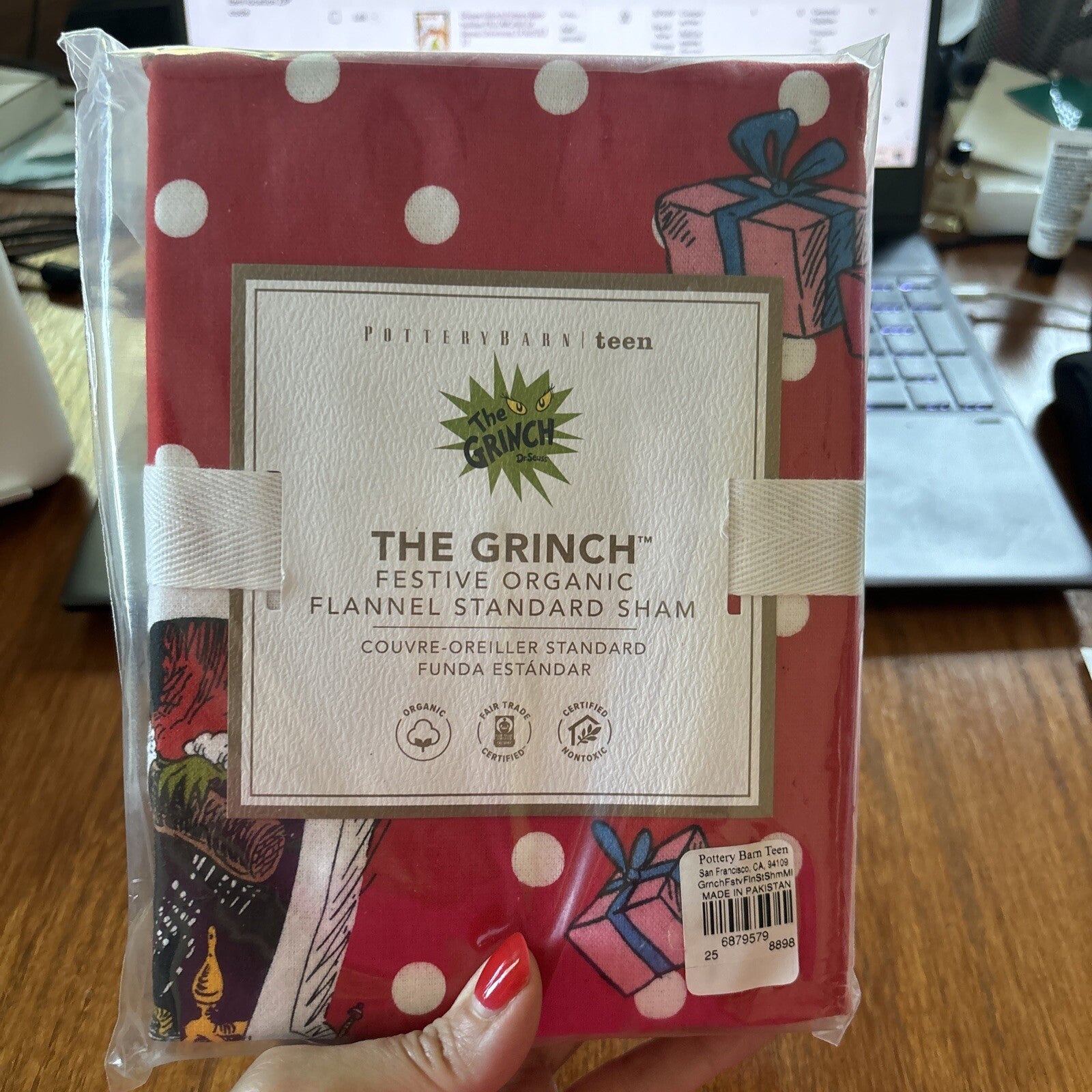 Pottery Barn Grinch Christmas pillow Sham Seuss Holiday kid party gift disney ]