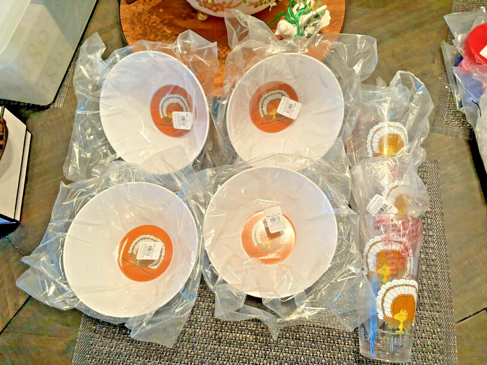 Disney Snoopy Pottery Barn peanuts Bowl + CUP holiday party Thanksgiving SET 8 \