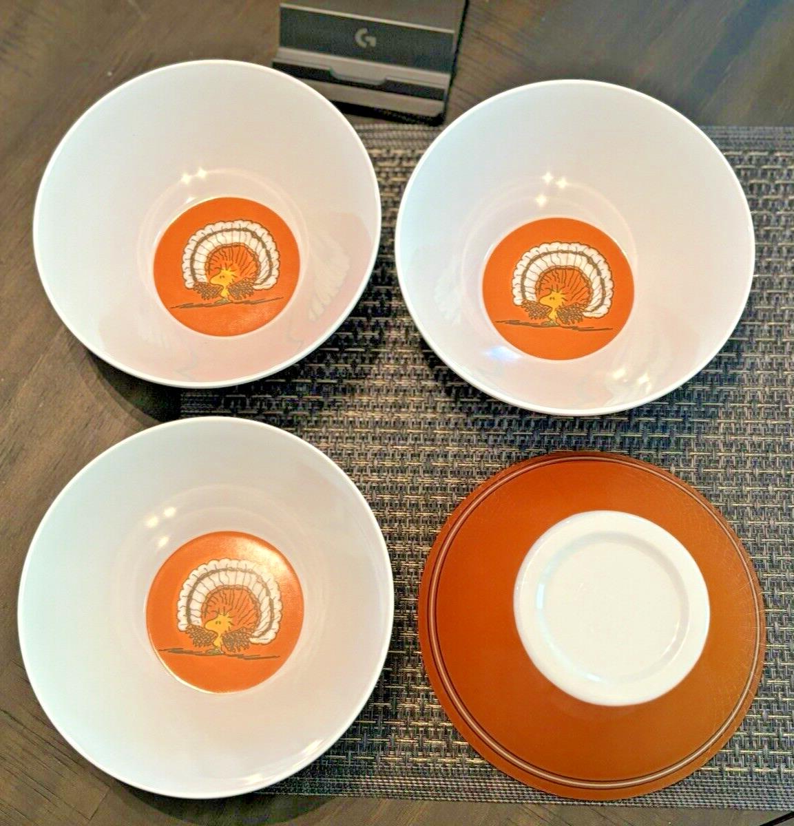 Disney Snoopy Pottery Barn peanuts Bowl + CUP holiday party Thanksgiving SET 8 \