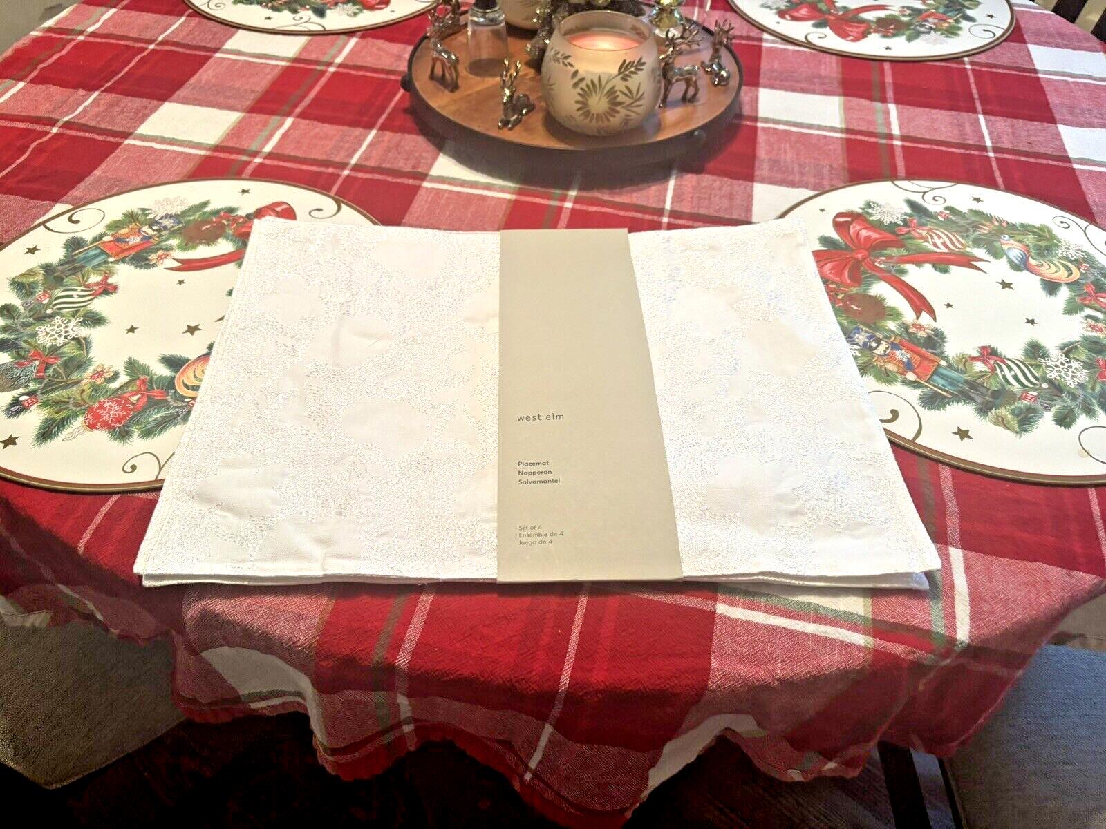 Pottery Barn holiday placemat easter Snowflake white party Disney table SET 4 [