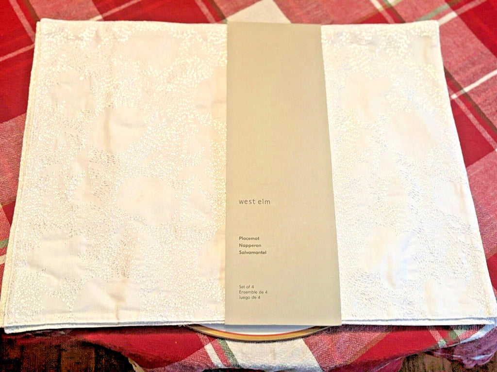 Pottery Barn holiday placemat easter Snowflake white party Disney table SET 4 [