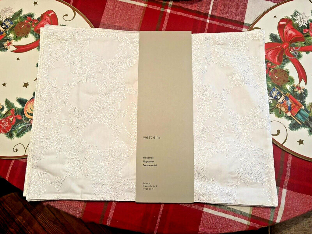 Pottery Barn holiday placemat easter Snowflake white party Disney table SET 4 [