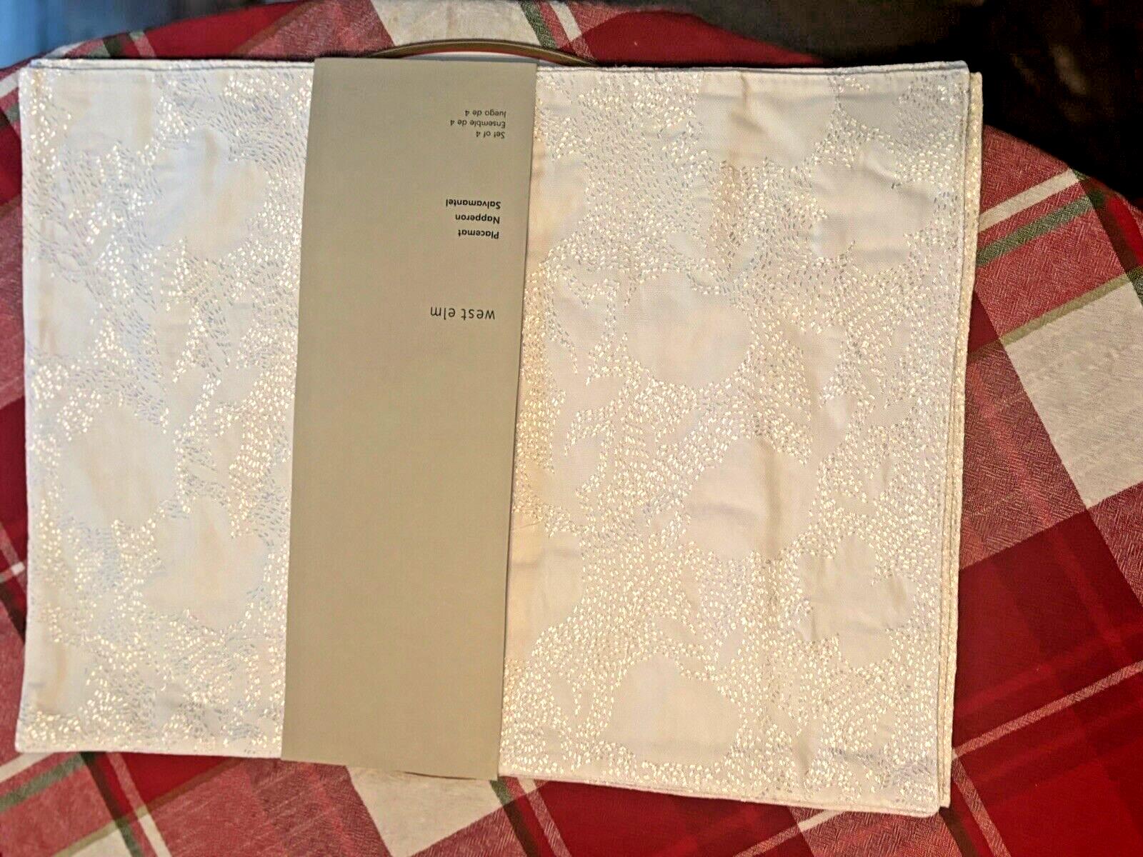 Pottery Barn holiday placemat easter Snowflake white party Disney table SET 4 [