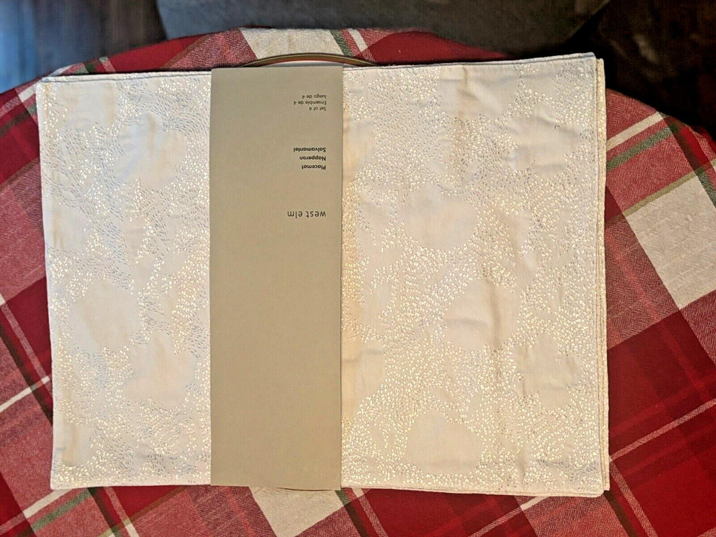 Pottery Barn holiday placemat easter Snowflake white party Disney table SET 4 [