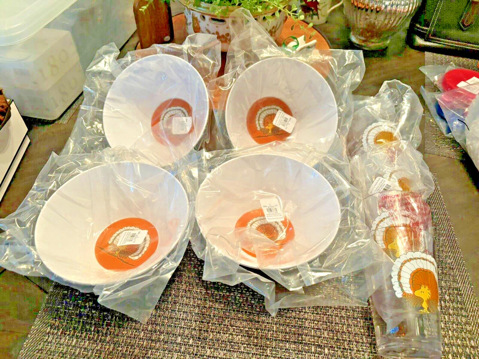 Disney Snoopy Pottery Barn peanuts Bowl + CUP holiday party Thanksgiving SET 8 \