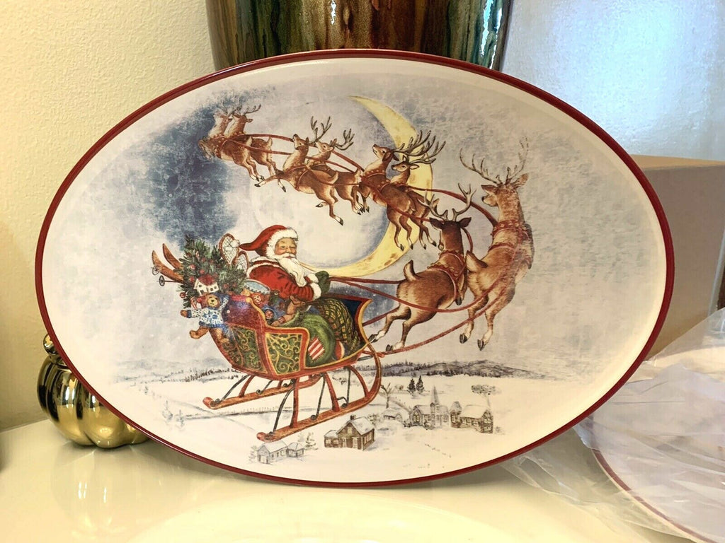 Pottery Barn Disney Plate Holiday Party Platter Christmas Santa Rudolph kids n