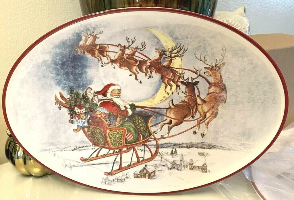 Pottery Barn Disney Plate Holiday Party Platter Christmas Santa Rudolph kids n