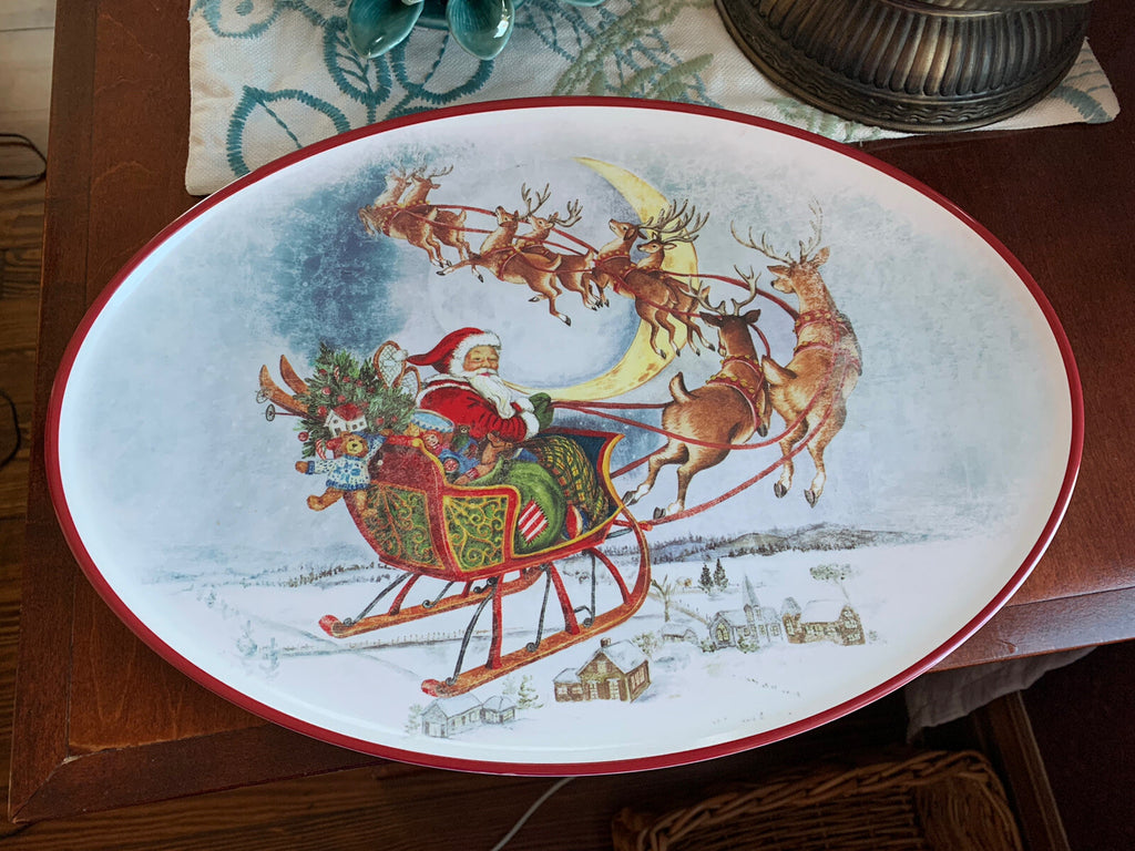 Pottery Barn Disney Plate Holiday Party Platter Christmas Santa Rudolph kids n