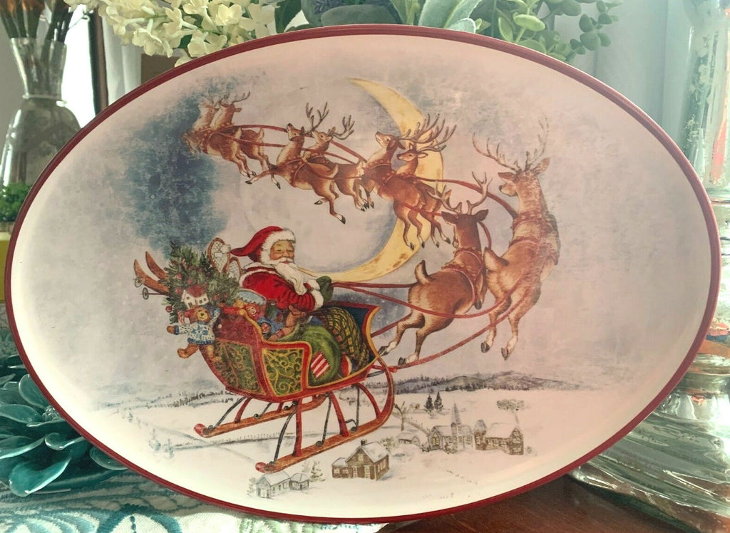 Pottery Barn Disney Plate Holiday Party Platter Christmas Santa Rudolph kids n