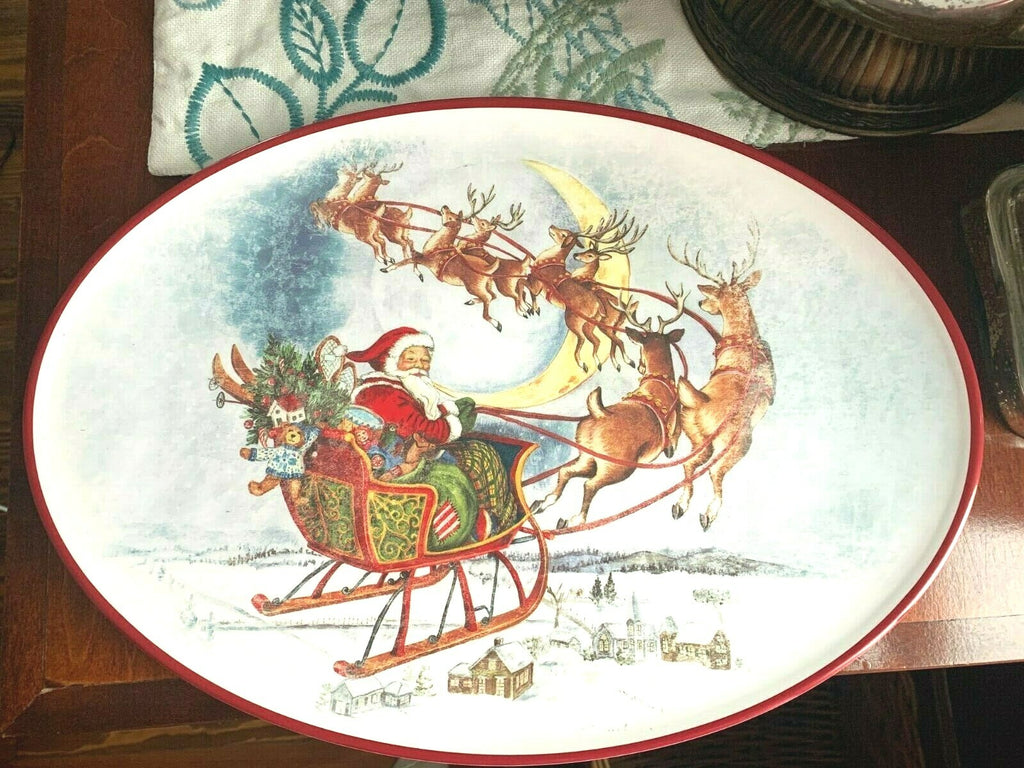 Pottery Barn Disney Plate Holiday Party Platter Christmas Santa Rudolph kids n