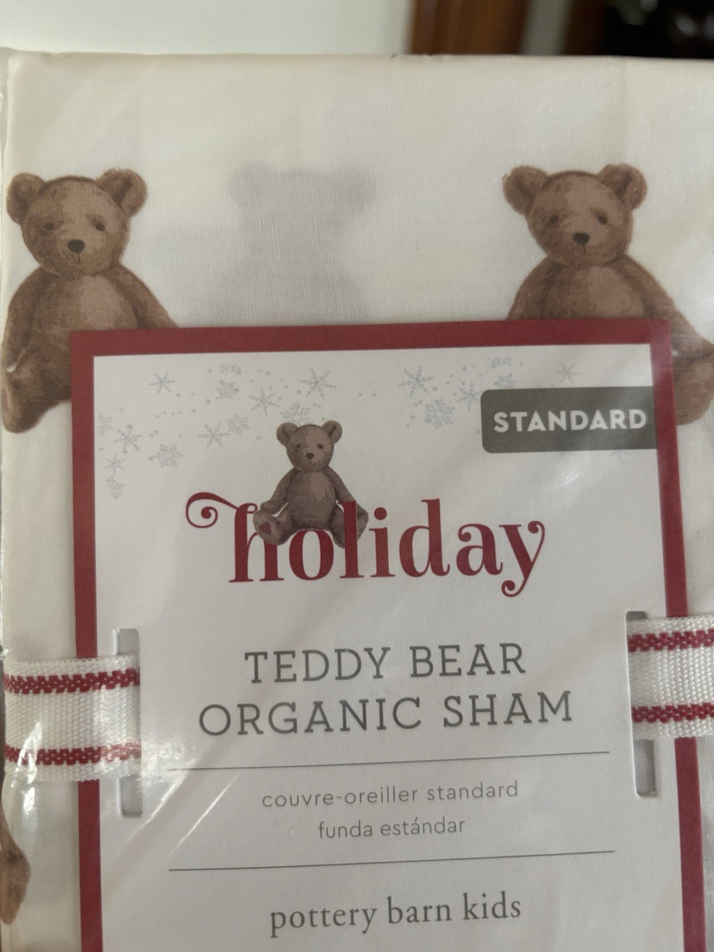 Pottery Barn PILLOW SHAM holiday Disney Teddy Bear gift Christmas birthday kid