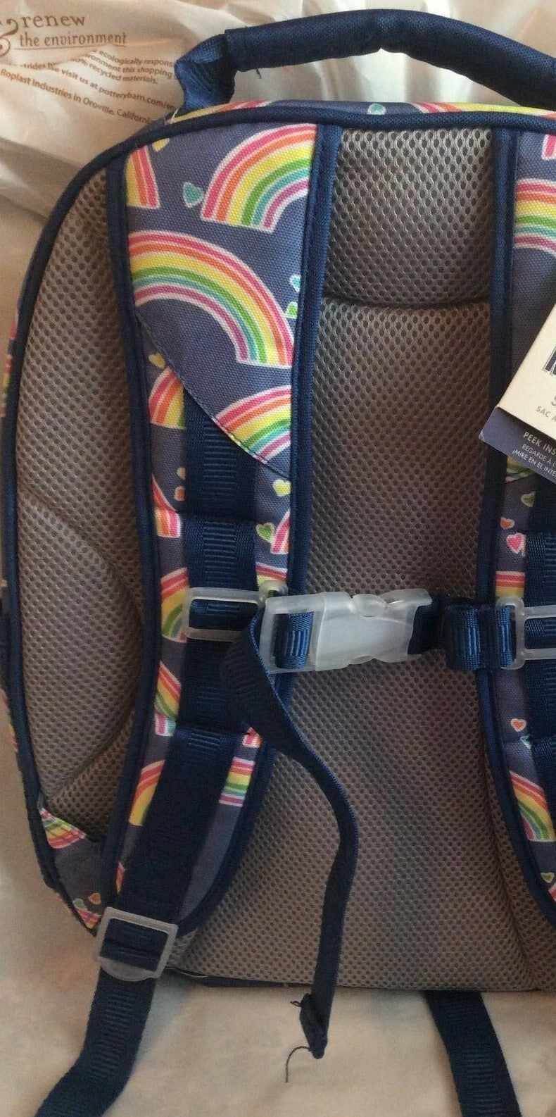 school Pottery barn Disney Rainbow Heart LARGE BACKPACK bag Girl holiday ?? .
