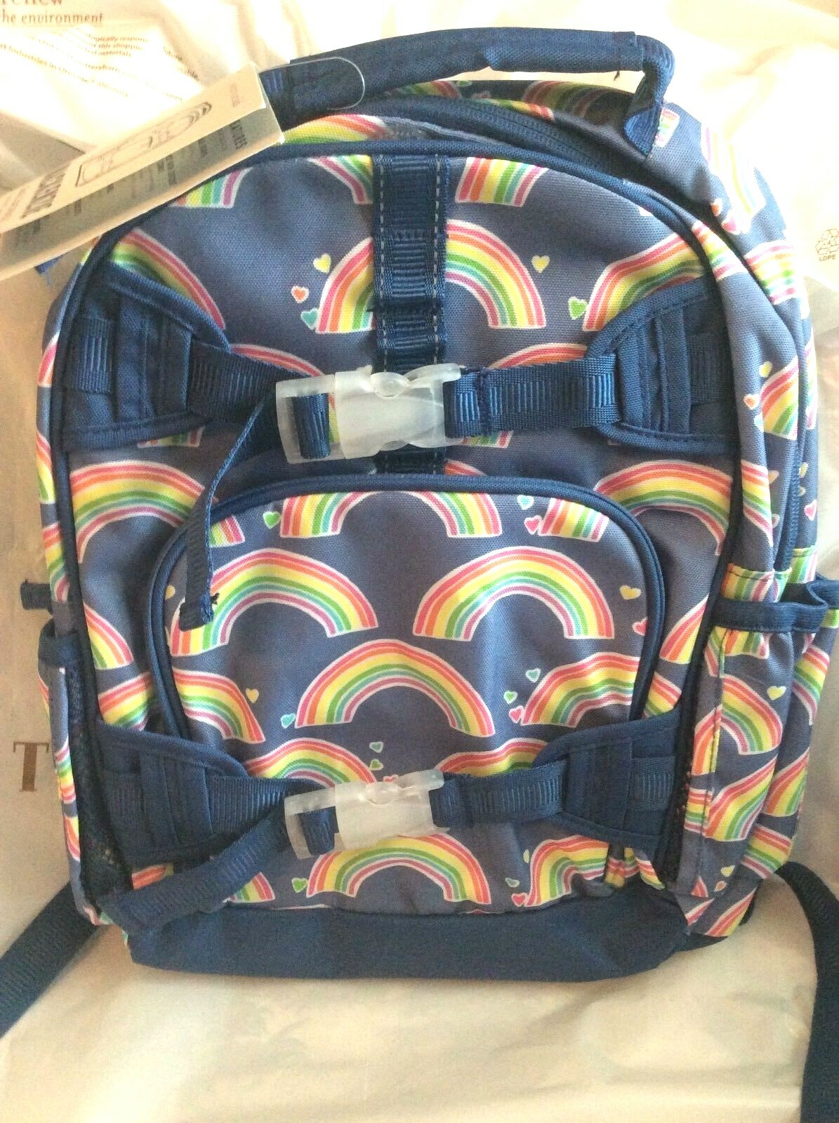 school Pottery barn Disney Rainbow Heart LARGE BACKPACK bag Girl holiday ?? .