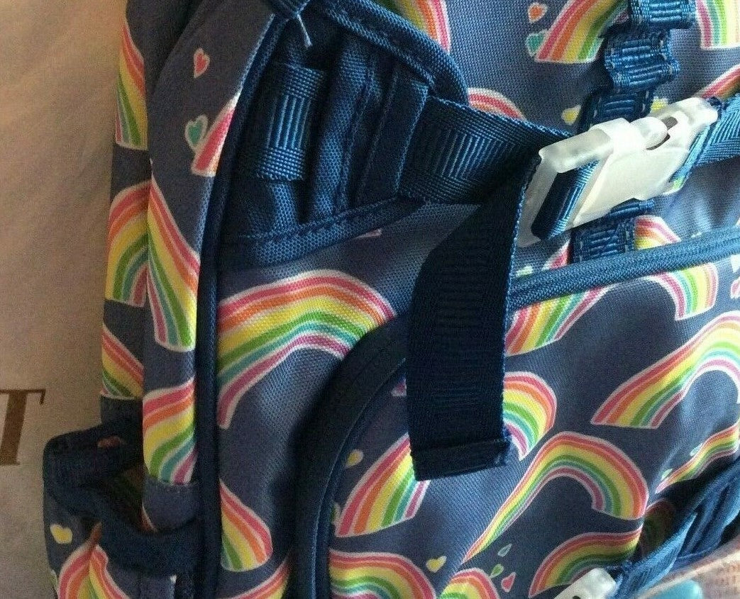 school Pottery barn Disney Rainbow Heart LARGE BACKPACK bag Girl holiday ?? .