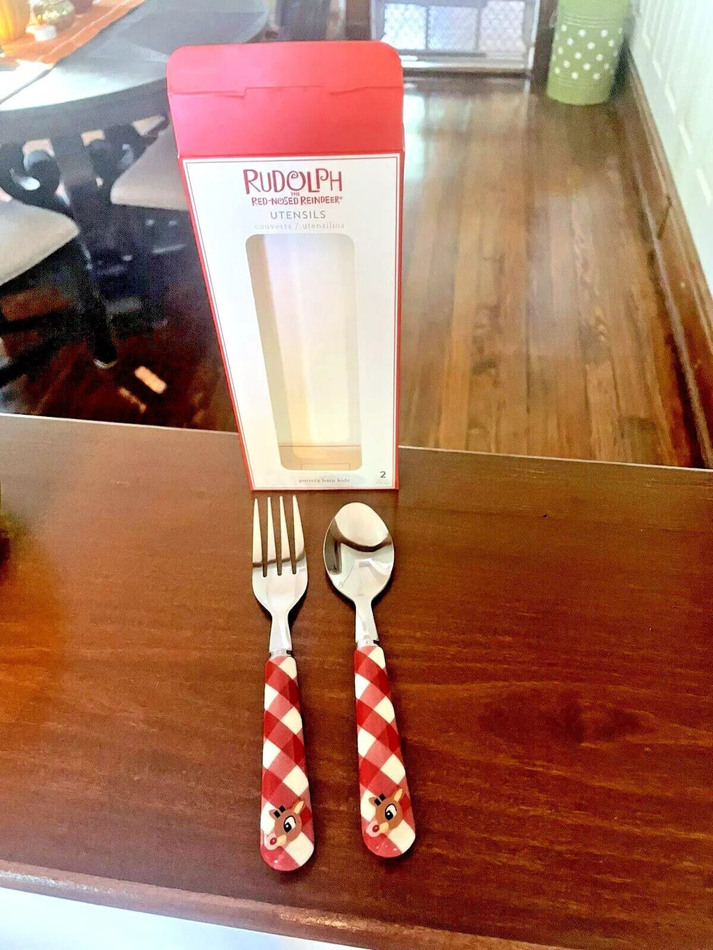 School Pottery barn LUNCH BAG+UTENSIL SET PRE holiday RUDOLPH CHRISTMAS KIDs n