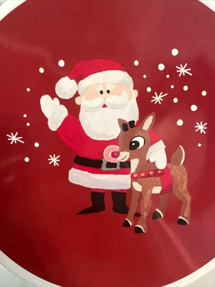 Pottery Barn holiday Rudolph Reindeer Santa Christmas PLATE+ UTENSIL party SET 2
