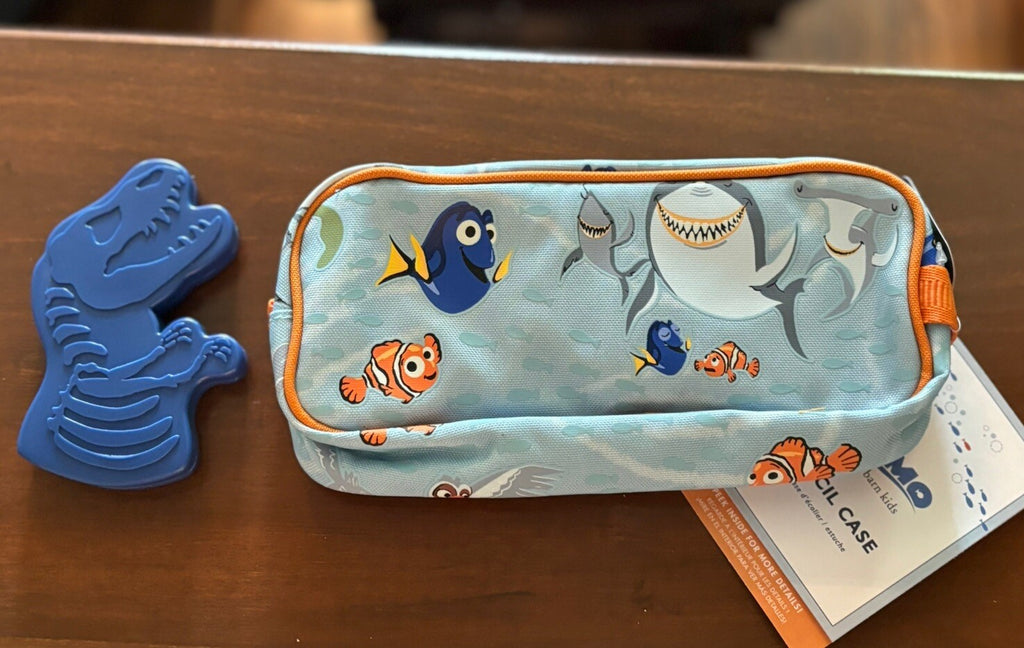 Pottery Barn school NEMO Dinosaur Pencil case bag travel gift shark fish pre k .