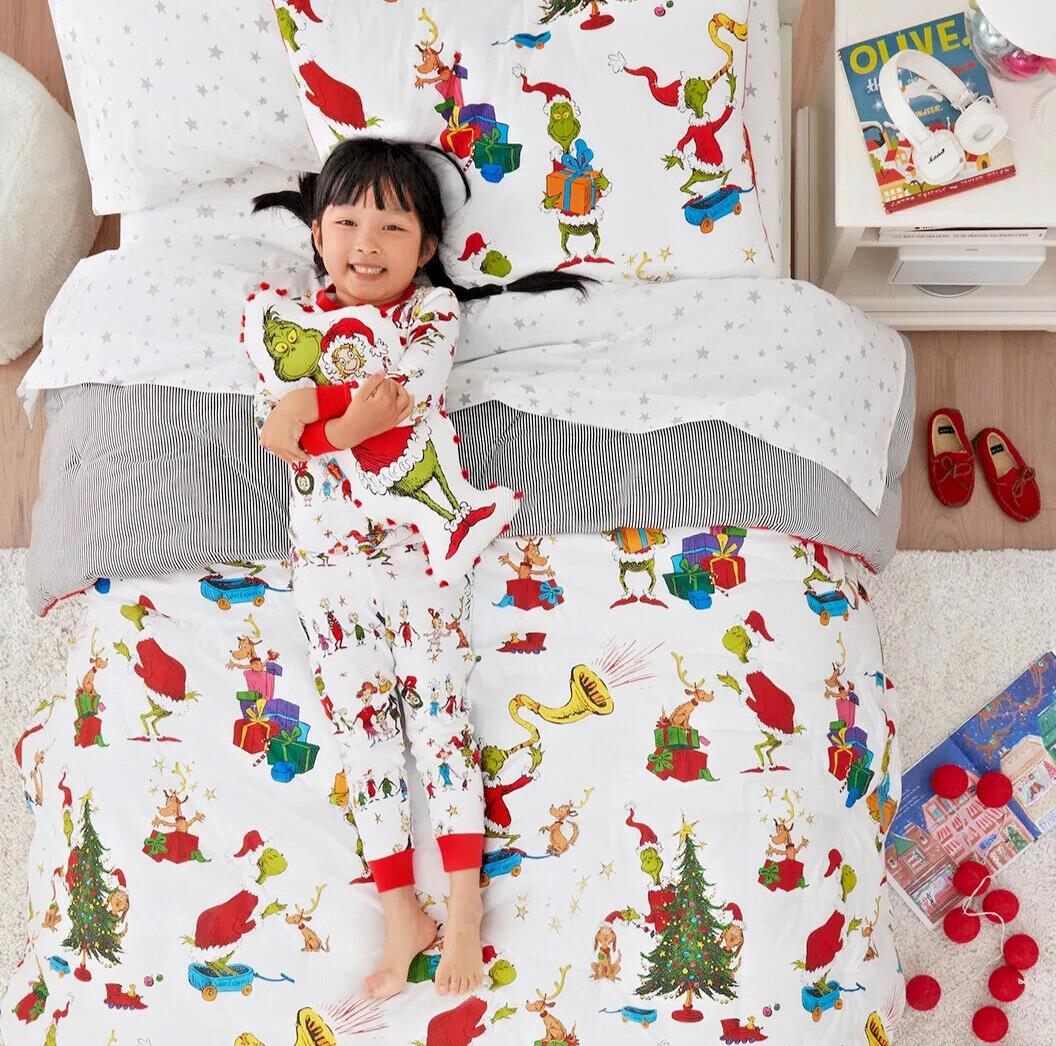 Disney Pottery Barn Grinch Christmas pillow Sham Seuss Holiday Gift party kid -