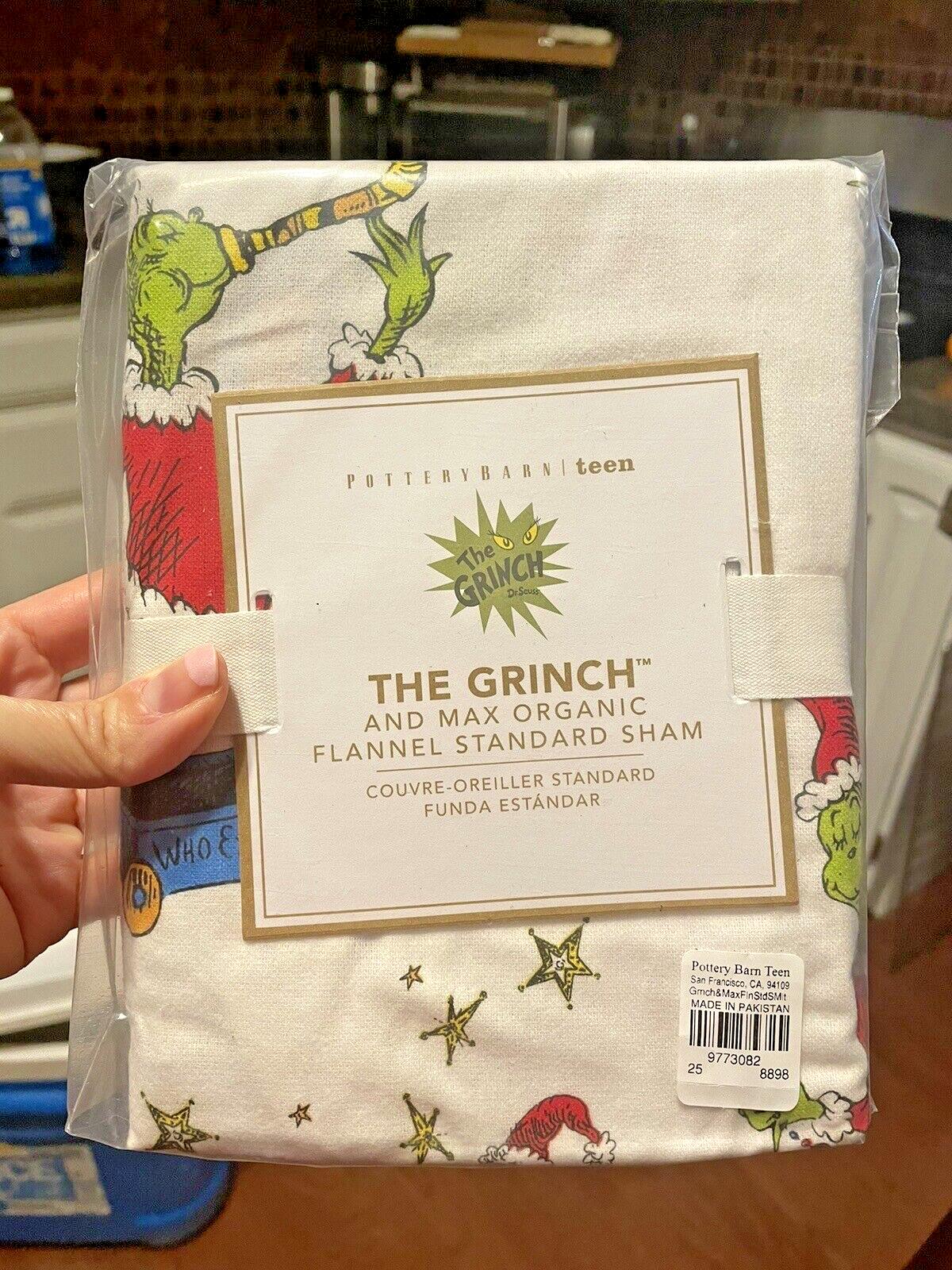 Disney Pottery Barn Grinch Christmas pillow Sham Seuss Holiday Gift party kid -